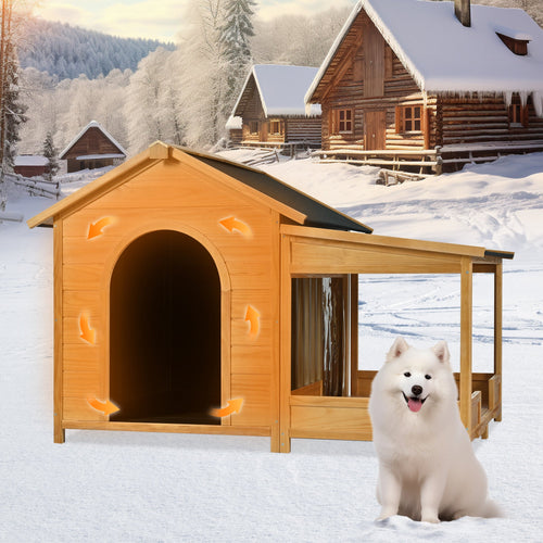 60.2' Large Outdoor Dog House with Insulated Liner for Winter Waterproof Dog Kennel